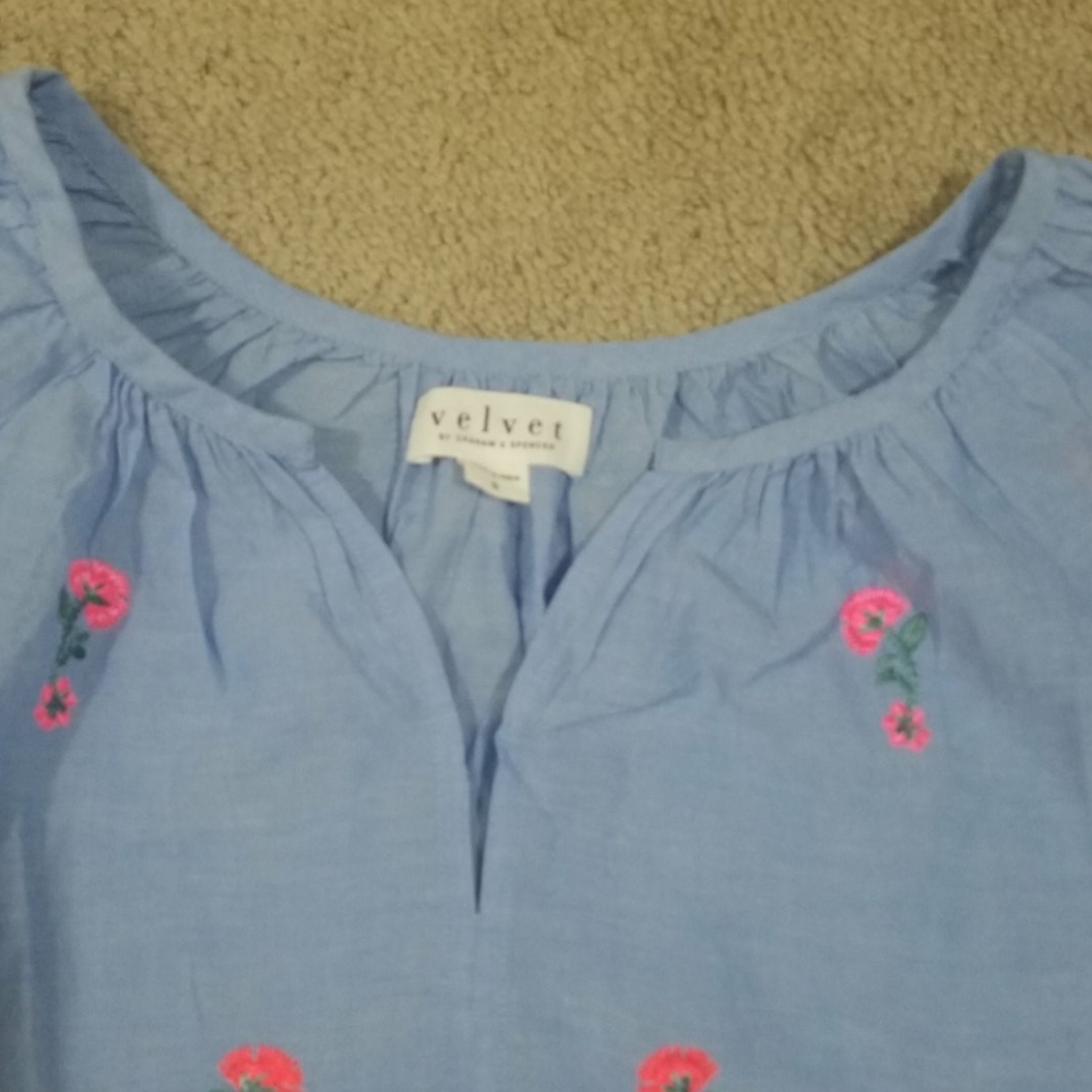 Velvet by Graham & Spencer Neon Emroidered Blouse - Picture 4 of 8
